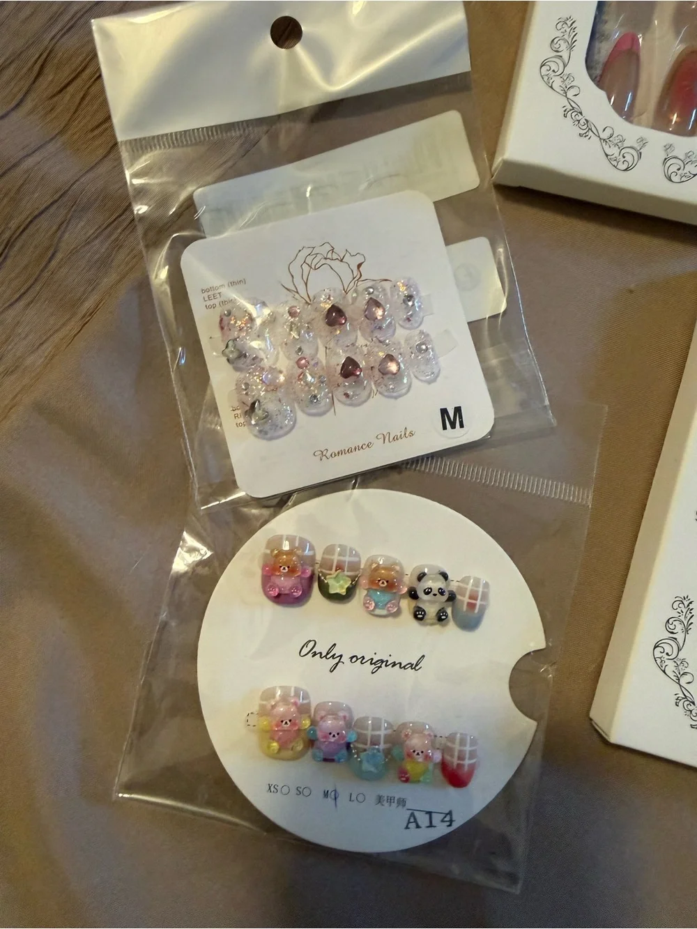 Press On Nails Set - Assorted Pink, Teal, Nude & Gold Designs